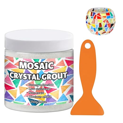 Mosaic Crystal Grout, Mosaics Tile Tools, Mosaic Tile Accessories – Essential for Handmade Grouting and Perfect for DIY Craft Projects (White, 8.8oz)