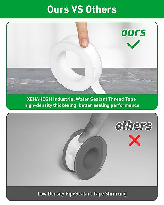 3 Roll Plumbers Tape, Teflon Tape, -374 to 536 Degree F Temperature Range, High Density 0.45g/cm, Water Pipe Sealing Plumbing Tape, Duct Tape, L 390 in x W 0.47 in³. Green