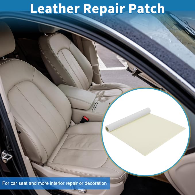 Self Adhesive Leather Repair Patch Strong Stickiness 39"x11.8" Leather Repair Tape PVC Faux Leather Beige White 1 Pcs