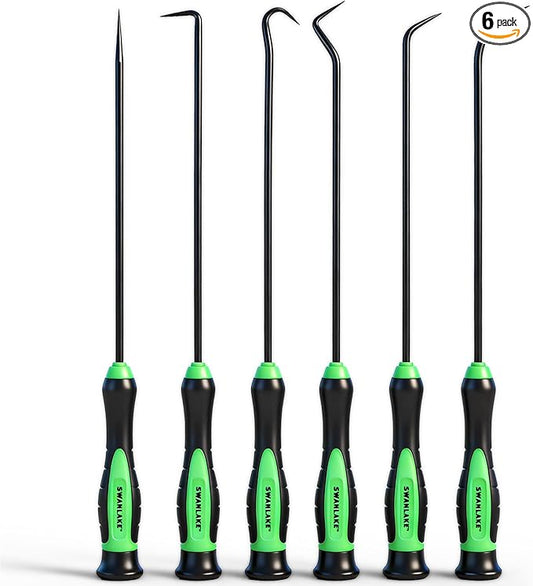SWANLAKE GARDEN TOOLS 6-Piece Premium Pick and Hook Set, Pick Tool Set for Car Auto Oil Seal/O-Ring Seal Gasket Mini Hooks Puller Remover