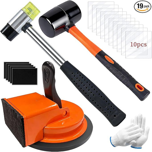 Floor Gap Fixer Tool Kit with 2 Rubber Mallets, 10 Reusable Sticky Pads, Suction Cup Laminate Flooring Tool for Fix Gaps, Heavy Duty Laminate Floor Gap Repair Kit for Vinyl Plank & Hardwood Floor