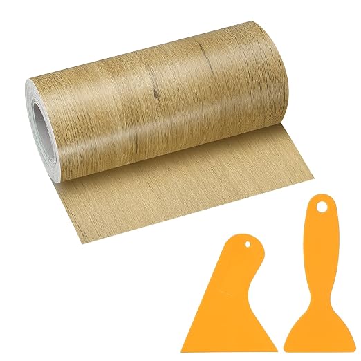 PATIKIL Wood Grain Repair Tape, 5" x 33' Self Adhesive Realistic Wood Tape with Scraper Durable Repair Patch for Furniture Floor Window Door Table DIY Home Decor, Wood Grain