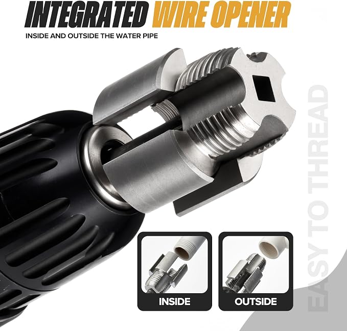 Pipe Thread Cutting Tool, Integrated Internal & External Pipe Threading Tool, Electric Drill Compatible PVC Pipe Threader Kit, 1/2" (DN15) 3/4" (DN20) Pipe Sizes Rethreading Tool
