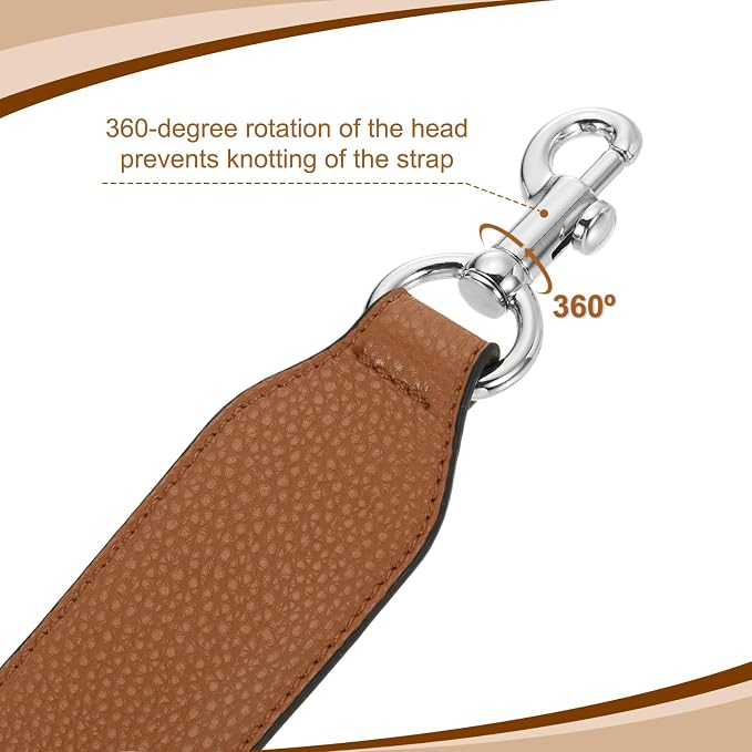 uxcell 22.83 Inch PU Leather Short Bag Strap with Clasp, Purse Handles Handbags Replacement Straps for Clutch Bag Crossbody Underarm Bags, Brown, Silver Buckle