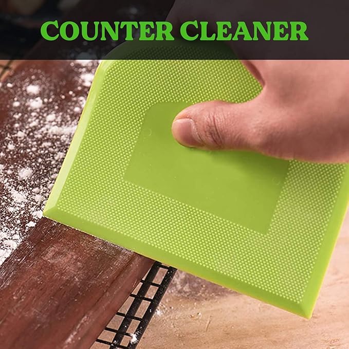 SURDOCA Dough Scraper Bench Scraper - 3P 14.2x8.5" Plastic Flexible Bowl Scraper, Sharp Edge & Angles Cake Scraper. Non-Slip Bakeware Decorating Tools Sculpting & Modeling Tools - Blue+White+Blue