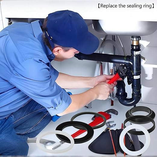 6PCS Sealing Ring for Kitchen Sink Filter, Flat Rubber Gasket for Drain Pipe, Gasket for Waste Pipe, 1.97-inch Drain Pipe, Siphon Pipe for Sink Odor Collector, 50mm Inclined Sliding Joint Rubber Ring