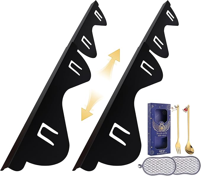 Stove Gap Covers Stainless Steel, Heat Resistant Gap Filler, Adjustable 13.8” to 27.6” Length, 1.05” Wide, Range Trim Kit - KIGJU Side Gap Guards for Stovetop, Kitchen Counter & Oven (Black 2 Pack)