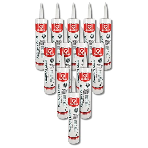 Red Devil 0746 Painter’s Caulk, 10.1 oz, Paintable Acrylic Latex Caulk for Interior and Exterior Use, Water Cleanup, Ready to Paint in 2 Hours, Pack of 12