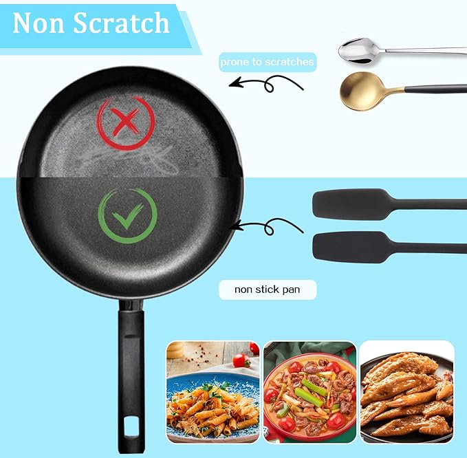 3 Pcs Small Spatulas Set Silicone Jar Spatulas with Long Handle Heat Resistant Non-Stick Mini Spatulas Jam Spreader Scraper Narrow Rubber Spatula for Baking and Cake Icing Kitchen Use 11 Inches