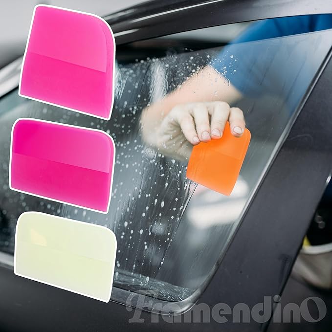 Framendino, 4 Pack PPF Squeegee Soft Silicone Rubber Scraper Anti Scratch Scrapers Window Edge Trimming Scarper for Car Vinyl Paint Protection Film Installation Tint Tool