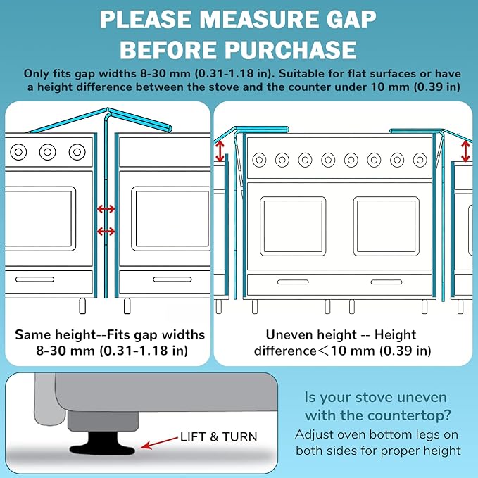 2PCS Kitchen Stove Counter Gap Covers, Stainless Steel Gap Cover, Cooktop Trim Kit, Stove Gap Guards, Oven Gap Filler, Heat Resistant & Effectively Protect Stove Gap Filler(13.8"-27.5" Silver)
