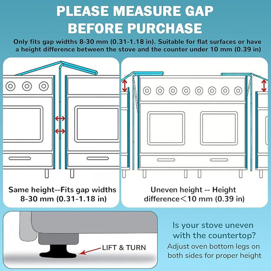 2PCS Kitchen Stove Counter Gap Covers, Stainless Steel Gap Cover, Cooktop Trim Kit, Stove Gap Guards, Oven Gap Filler, Heat Resistant & Effectively Protect Stove Gap Filler(13.8"-27.5" Silver)