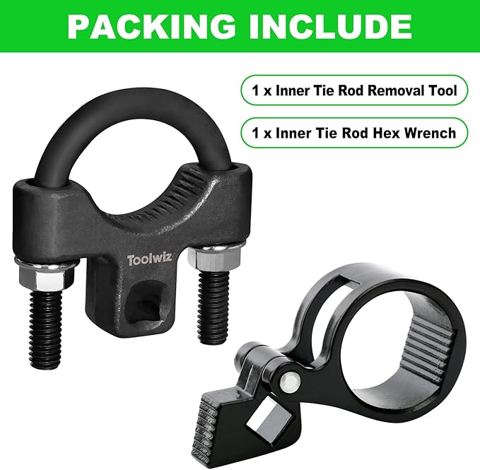 Toolwiz Inner Tie Rod Removal Tool Kit, 3/8'' Universal Low Profile Tool and Inner Tie Rod Hex Wrench Repair Remover 27-42mm End Wrench for 1/2" Square Drive, 2pcs for Most Cars Repair