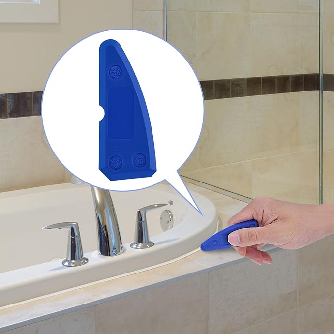 HOTOP 4 Pcs Silicone Caulking Tool Set Silicone Sealant Grout Finishing Tool with Multi Edges for Kitchen Bathroom Floor Sealant Sealing Blue Caulk Tools Kit