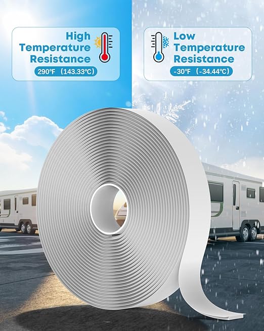 Kohree Butyl Tape White 2 Pack, 1/8-Inch x 3/4-Inch x 30-Foot, Butyl Sealant Tape RV Putty Rubber Seal Tape Leak Proof for RV Repair, Window, Boat Sealing