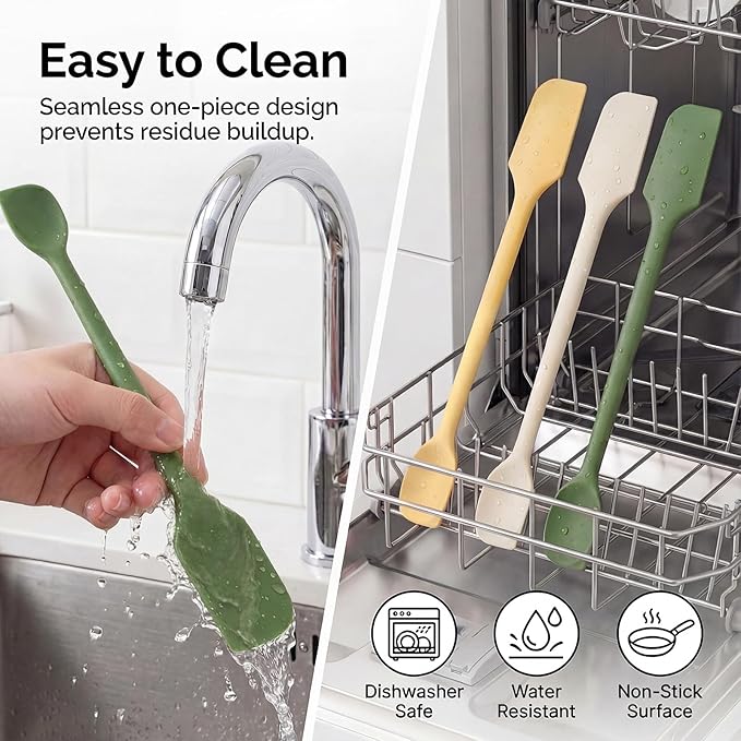 cobee 4Pcs Mini Silicone Spatulas, Long Dual-end Silicone Scraper, Multifunctional Small Scrapers Jar Scraper Spatula, Makeup Spatula Stirrer for Jam, Lotion, Narrow Thin Bottles