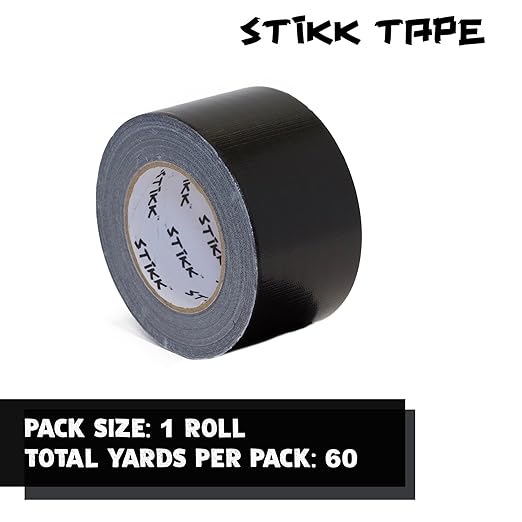 STIKK Duct Tape - Black Duck Tape - 3 inch x 60 Yards - Heavy Duty Tape for Repairs, Household Projects - for Commercial HVAC and Construction - Effective Heavy Duty Waterproof Duct Tape