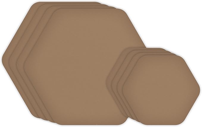 GEAR AID Tenacious Tape Hex – 2.5” & 1.5” Repair Patches (8 Patches: Four 2.5” & Four 1.5”, Coyote) – Peel-and-Stick Outdoor Nylon Fabric to Fix Holes and Burns in Down Jackets, Rain Gear and Tents