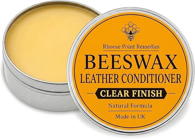 Beeswax Leather Conditioner Restorer & Polish - Hand Poured British Beeswax Balsam CLEANS SEALS and PROTECTS Handcrafted in Wales UK Rich Natural Leather Conditioner and Leather Restorer 3.50 Fl Oz