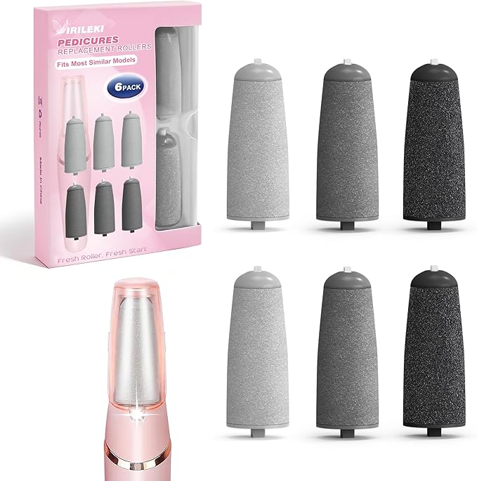 Glowelle Pedicures Replacement Heads for Flaweless Pedi Electric Foot File Replacements Bits, Electric Callus Remover Grinders Replacement Roller Heads (Fit Most Similar Model)