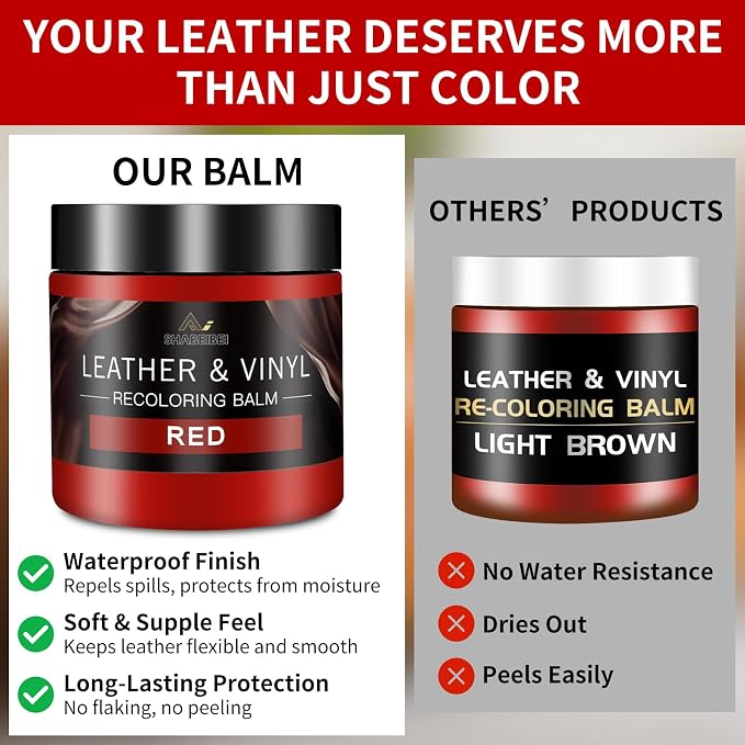 Leather Recoloring Balm and Leather Repair Kit for Furniture, Leather Dye for Couches, Car Seats, Leather Paint & Stain for Sofa, Chairs, Bags, and More