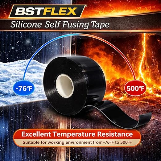 Self-fusing Silicone Tape Pro Black, 1Inch x 20-Feet, 20mils Extreme Silicone Repair Pipe Tape for Electrical, Radiator Hose, Garden Hose, Coax Plumbers Water Seal and Stretch Tape
