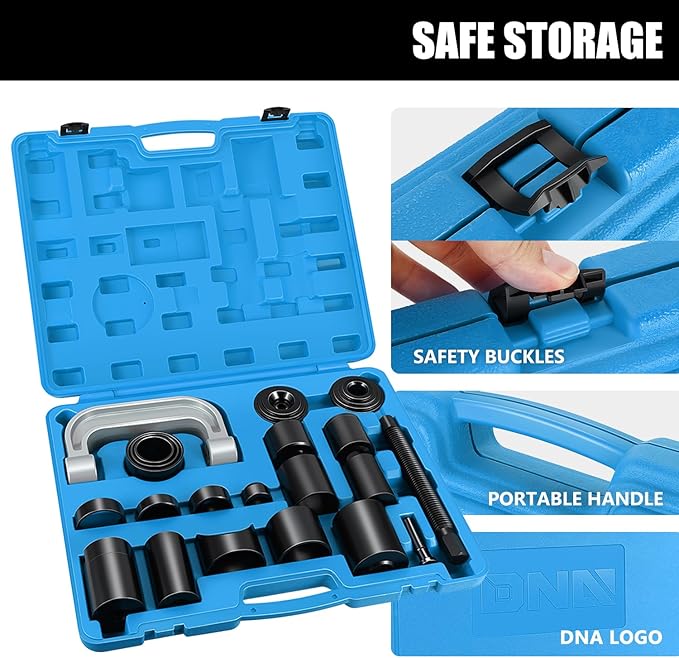 DNA Motoring 21pcs Universal Ball Joint Service Repair Remover Installer Adapter Tool Kit for Most 2WD 4WD Cars Pickups Vans SUVs, Blue, TOOLS-00314