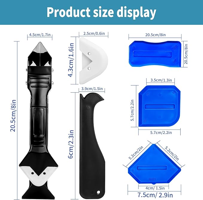 Silicone Caulking Tool Kit，Glass Glue Angle Scraper,Floor Glue Scraper， Caulk Remover Tool, Stainless Steelhead Caulk Remover and Sealant Scraper, Caulk Remover for Kitchen，Bathroom，Window，Joint,