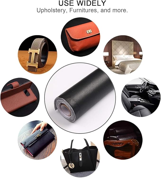 Leather Repair Patch 24x54 Inch, Self Adhesive Leather Repair Tape, Large Vinyl Repair Kit for Sofa Couch Furniture Car Seats, Strong Adhesion Waterproof Scratch Resistant Easy Cut (Black)