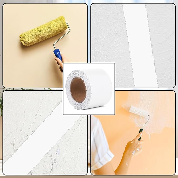 2'' x 32' Drywall Joint Tape Self Adhesive Stress Crack Tape Serrated Edge for Drywall Patch Joint Repair Heavy Duty Smooth Roll for Walls Concrete Repair