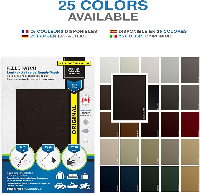 Leather Repair Kit Black - 25 Colors Available - Original 11x16 - Dark Brown