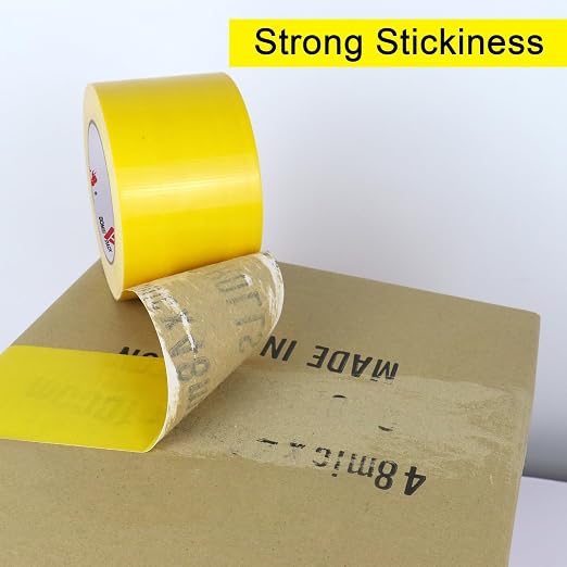 BOMEI PACK Duct Tape Yellow Heavy Duty,9 Mil Thickness,Strong Industrial Strength,Flexible,No Residue,Waterproof and Tear by Hand,Multi-Use for Indoor & Outdoor Repairs (3 Inch x 30 Y)