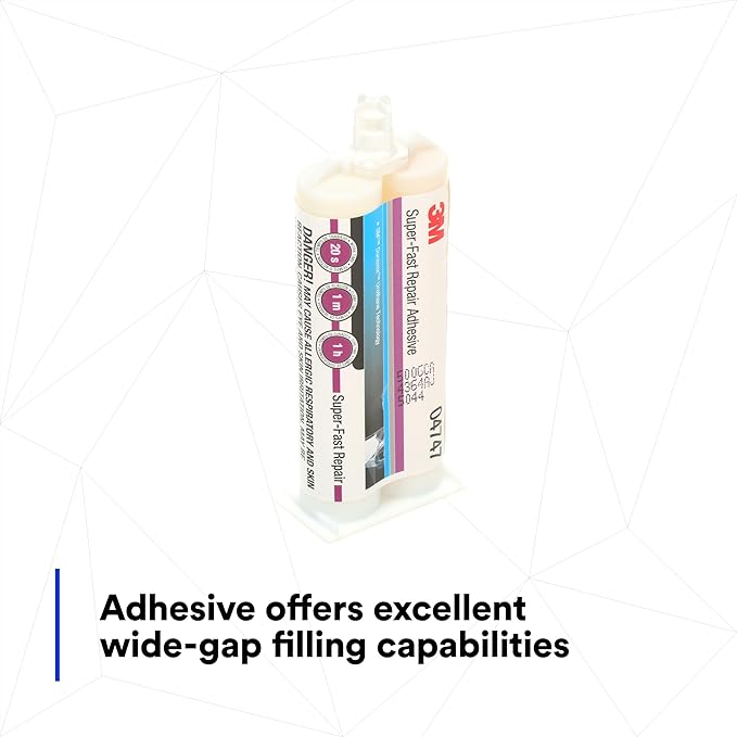3M Super-Fast Repair Adhesive, 04747, Tranlucent Color,Two-Component, Semi-Rigid, Urethane Adhesive, 47.3 mL/1.6 fl oz Cartridge