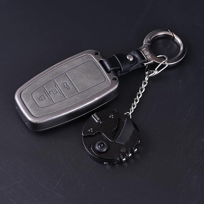 7-in-1 mini outdoor folding multifunctional tool - Small EDC Multitool with Screwdriver Set - portable pocket pendant -Compact Manual Tool (Black stainless steel)