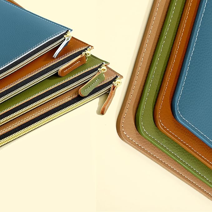 PU Leather A4 File Folder Zipper Document Holder Envelope Folder Case for Receipt Contract (Black)