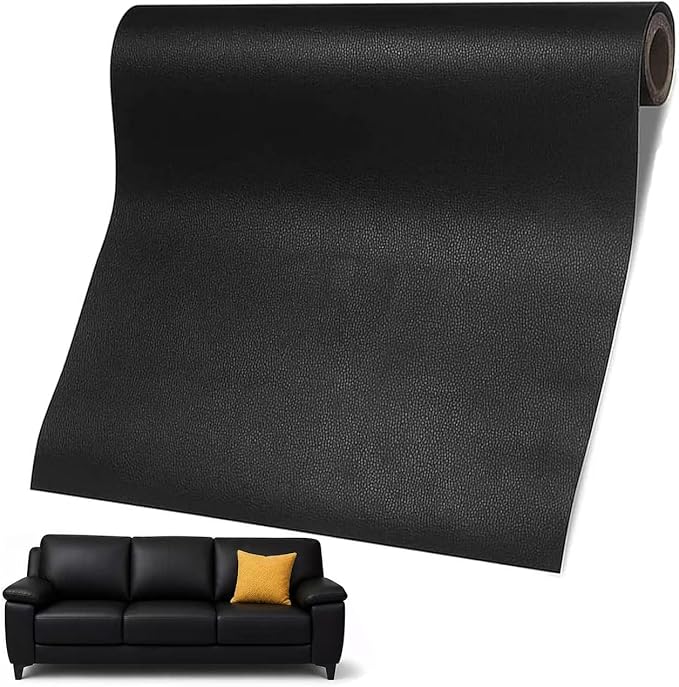Leather Repair Patch 24x54 Inch, Self Adhesive Leather Repair Tape, Large Vinyl Repair Kit for Sofa Couch Furniture Car Seats, Strong Adhesion Waterproof Scratch Resistant Easy Cut (Black)