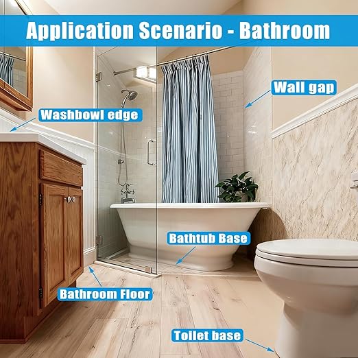 Black Caulk Tape, Bathroom 1.5" x 10.5Ft Caulking Silicone Waterproof for Shower, Bathtub, Toilet Seal, Sink Edge Protector Kitchen Tape, Self-Adhesive Peel and Stick Removable Caulk Strip