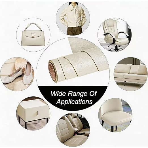 SYRKRC Leather Self Adhesive Repair Kit, Leather Repair Patches, Faux Leather Patches, Leather Repair and Restoration for Sofas, Car Seats, and Leather Headboards (Beige, 17 x 79 Inches)