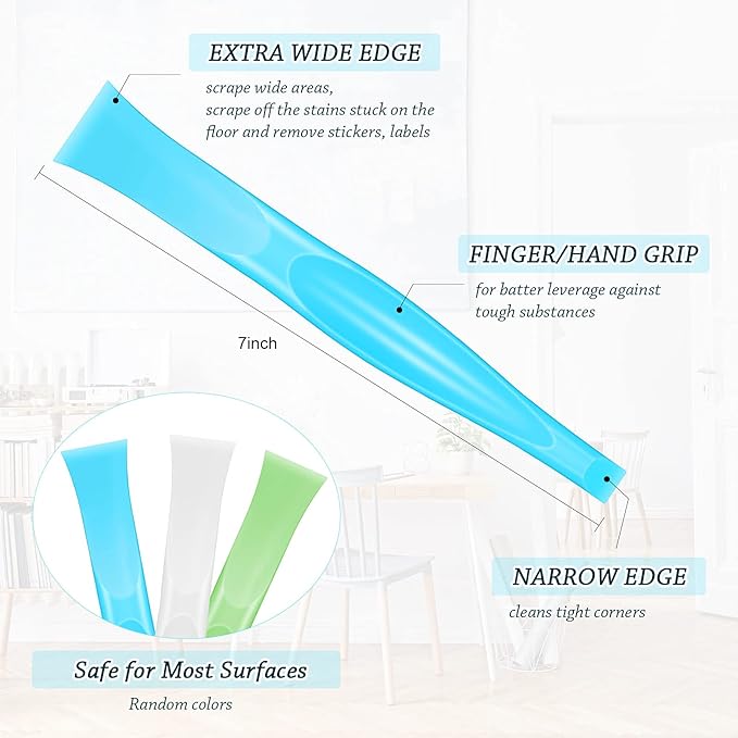 Honoson Non-scratch Plastic Scraper Tool Carbon Fiber Plastic Cleaning Tool Pen-shaped Stiff Scraper for Kitchen Sticker Scratch Cleaning(White、blue、green,6 Pieces)