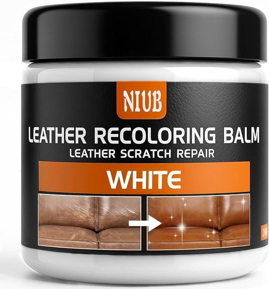 Leather Recoloring Balm Leather Color Restorer Scratch Repair Leather Paint for Furniture Couches Leather Dye and Scratched Leather, White