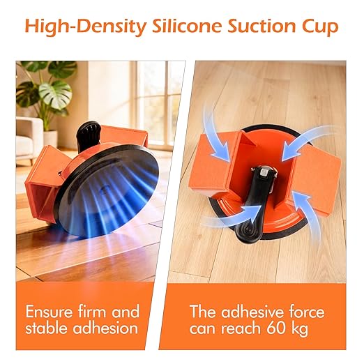 Floor Gap Fixer Tool with 45° Striking Surface, Heavy Duty Floor Gap Repair Tool, Enhanced Vacuum Suction Cup Complete Laminate & Vinyl Flooring Repair Kit with 6 Reusable Sticky Pads and Slot Cutter