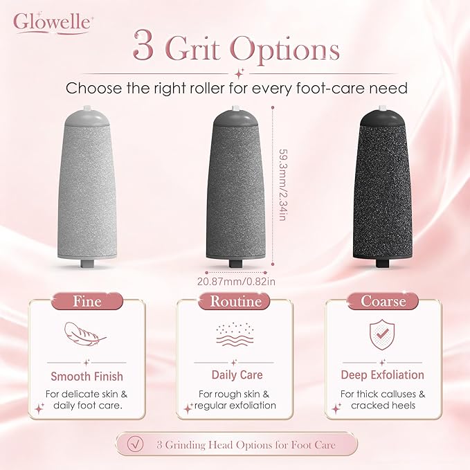 Glowelle Pedicures Replacement Heads for Flaweless Pedi Electric Foot File Replacements Bits, Electric Callus Remover Grinders Replacement Roller Heads (Fit Most Similar Model)