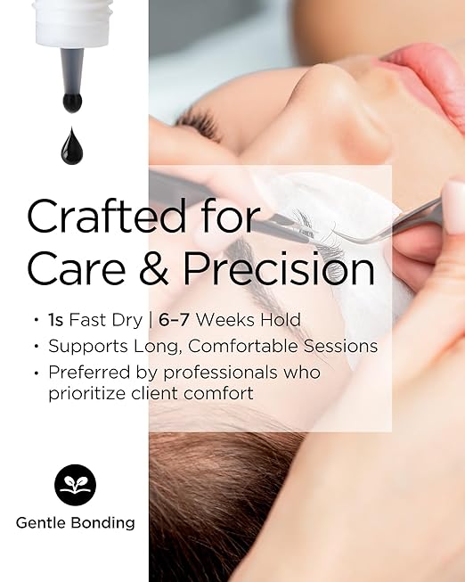 BEYELIAN Sensitive Eyelash Extension Glue 0.17fl.oz/5ml / 1Sec Drying Time/Retention – 6-7 Weeks/Black Adhesive/Professional Hypoallergenic Formaldehyde-Free Lash Extension Glue Supplies