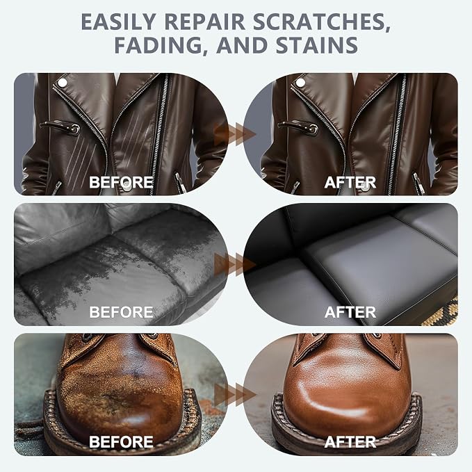 Leather Recoloring Balm & Color Restorer | Dark Brown Leather Dye, Paint & Repair Kit for Furniture, Couches, Car Seats, Shoes | Restore Faded & Scratched Surfaces