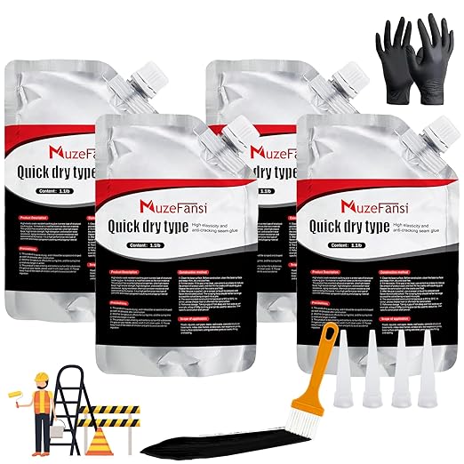 4 Pack Asphalt & Concrete Crack Filler, Fast-Dry Driveway Joint Sealant for Slabs, Patios & Pavement, Weather-Resistant Repair Adhesive