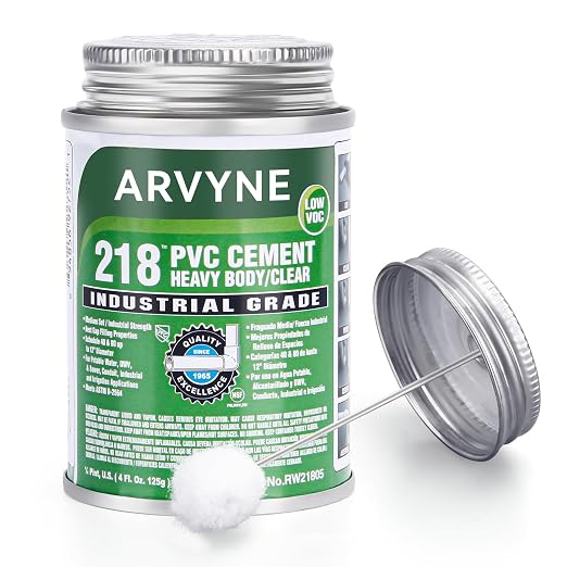 PVC Cement 4 oz, PVC Glue, Vinyl Cement, Industrial Solvent Cement for PVC & Vinyl Repair, Clear Waterproof Fast-Dry Glue for Rigid UPVC & Hard PVC, Leak‑Proof Can