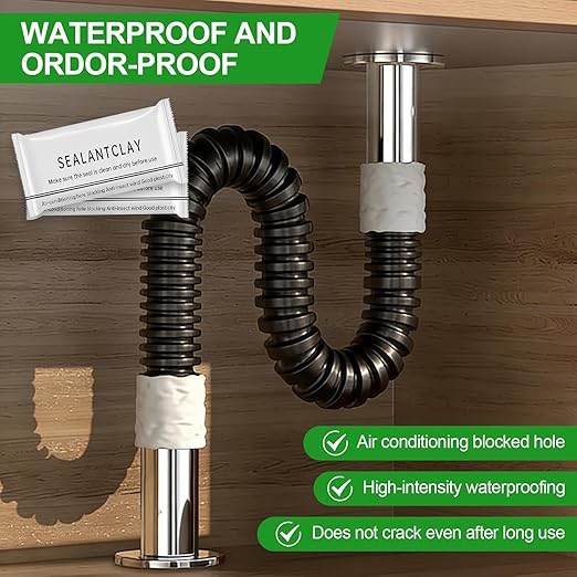 Upgraded Waterproof Sealant Mastic 8-Pack, Fast Drying Moldable Sealing Clay, Quick Repair Putty for Drain Pipe Connection, Wall Holes Gaps & Air Conditioning Hole Sealing