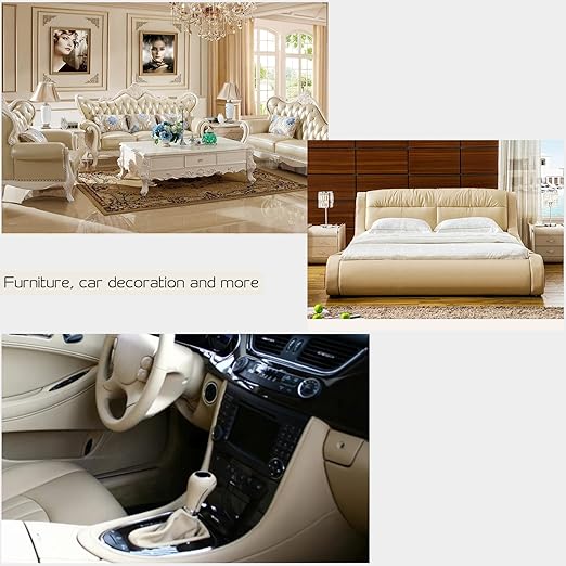 Leather Repair Patch 36X79 inch Large Self-Adhesive Leather Repair Tape, Reupholster Leather Patches for Furniture Couch Chairs Car Seat (Beige, 36x79 inch)