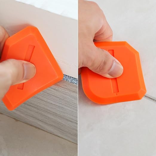 ZZRANYE Orange Caulking Tool Kit 3PCS, Silicone Finishing Tool Set with Multi-Edges for Sealing Grout, Caulk Smoothing & DIY Crafts, Reusable Caulk Remover Tools Sealant Finishing Grout Scraper