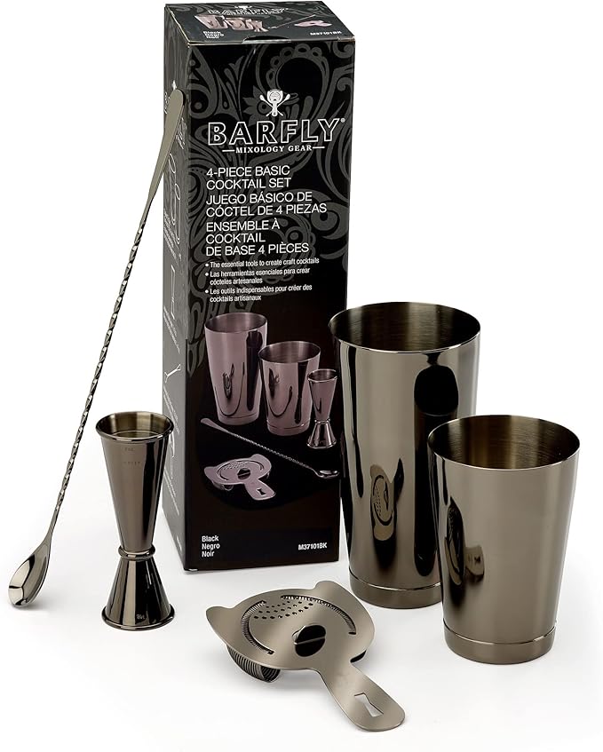 Barfly M37101BK Basics Cocktail Set, 5-Piece, Gun Metal Black